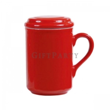 Two-color glaze two-piece cover cup red