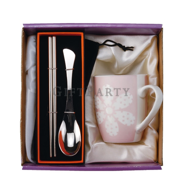 [SE4081010CM28]魚尾二件餐具+馬克杯禮盒組Fishtail two pieces of tableware + cup gift box set