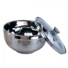 Stainless steel double-layer frosted bowl + glass cover