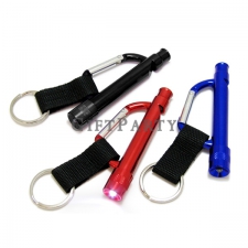 Outdoor flashlight with carabiner (whistle + short belt)
