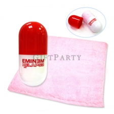 Plastic capsule shape towel