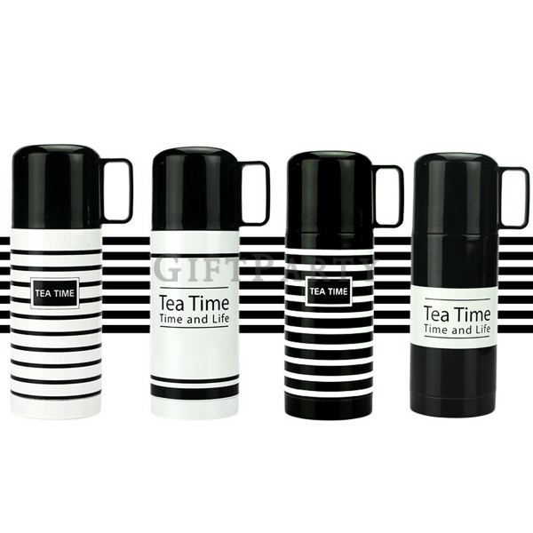 Black and white striped stainless steel thermos mug,黑白條紋不鏽鋼保溫瓶保溫杯,Advertising gifts, promotional gif