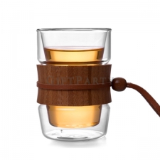 竹木圈雙層玻璃杯耐熱玻璃杯