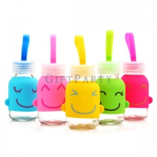 Small smiley glass bottle with silicone bottle