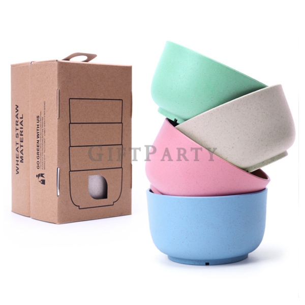 環保餐具,環保禮品,贈品,股東會贈品,股東會紀念品,廣告贈品-環保小麥秸桿纖維塑料碗四入