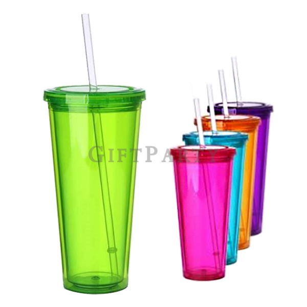 客製化禮品,贈品,雙層塑料吸管杯650ml
