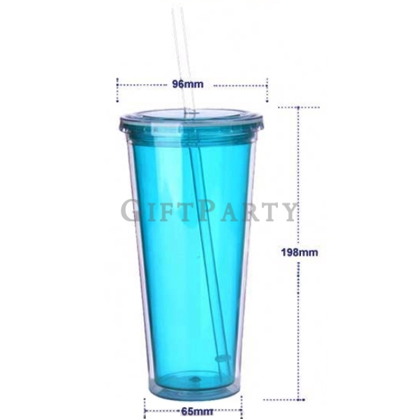 客製化禮品,贈品,雙層塑料吸管杯650ml