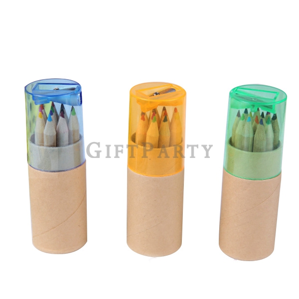 客製化禮品贈品,禮贈品-牛皮桶裝12色色鉛筆(削鉛筆蓋)