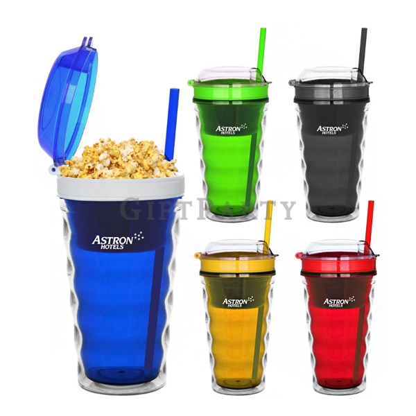 客製化禮品,影城贈品,國外贈品,外銷贈品,-塑料雙層小吃杯(附吸管)