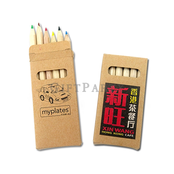 牛皮6色色鉛筆,兒童贈品,企業贈品,學校贈品,牛皮6色色鉛筆,6 color pencil kraft paper box