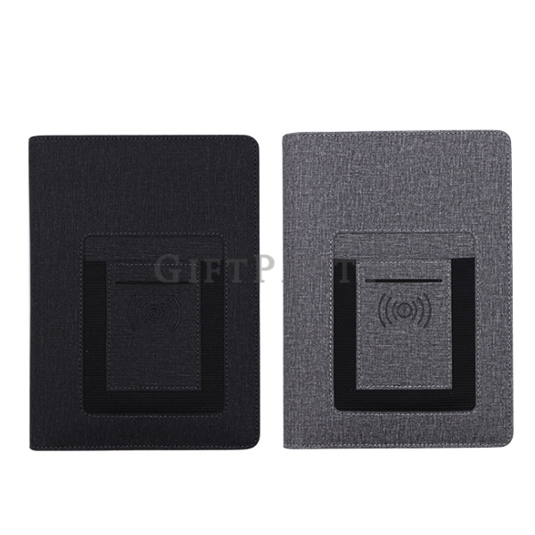 A5 notebook with power bank and wireless charger,A5多功能無線充電行動電源筆記本