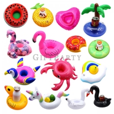 Floating inflatable beverage cup holder