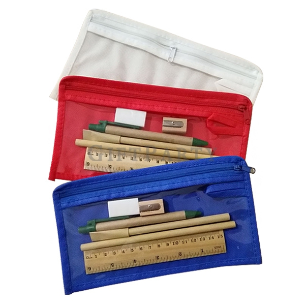 Pencil stationery set,客製化禮品,廣告贈品,促銷贈品,信用卡贈品,銀行贈品,兒童禮品,兒童節贈品,實用文具套裝,鉛筆文具組不織布拉鍊包,Pencil stationery set