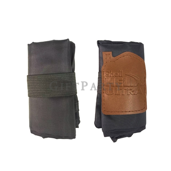 Custom environmental Polyester folding bag,客製折疊環保袋+皮標logo,禮品,企業禮品定制,客製化禮品,廣告贈品,股東會贈品,股東紀念品,宣傳品,時尚贈品,