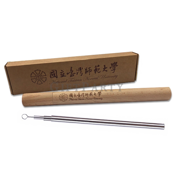 Stainless Steel Straw With Wooden Case,客製不鏽鋼吸管木管盒,股東會贈品,股東會紀念品,客製化禮品,學生贈品,環保贈品,