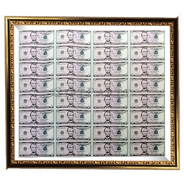 US$5 - 32 connected banknotes,美金五元-32連體鈔,銀行贈品,vip禮品,好運禮品,開運禮品,