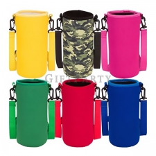 Neoprene water bottle holder with lanyard