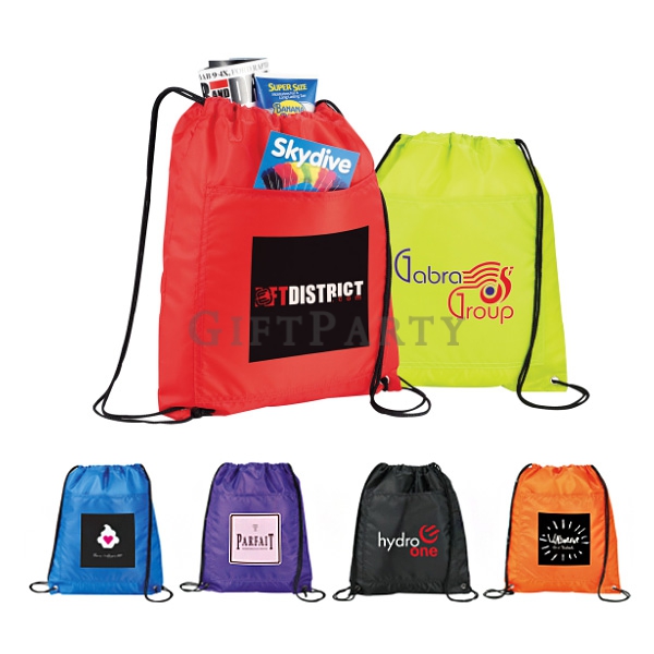 Polyester drawstring backpack,束口後背包前口袋