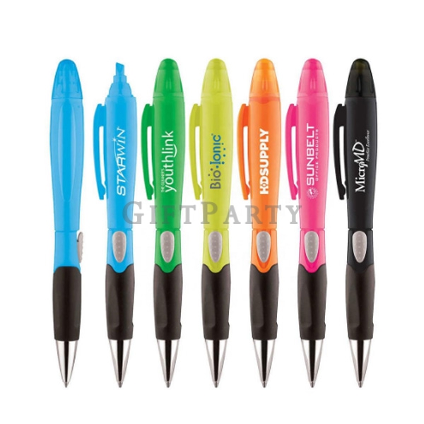 Plastic fluorescent pen + ball pen,禮品,贈品,螢光筆,紀念品,學生贈品,銀行贈品,選舉贈品,2in1螢光筆+原子筆,Advertising gifts,Custom