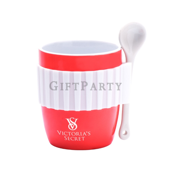 Ceramic cup and silicone insulation sleeve,矽膠隔熱馬克杯帶匙,Advertising gifts,Custom logo gift Corporate Gi