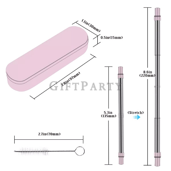 Ecofriendly Metal Collapsible Straw with Case ,304不鏽鋼可折吸管旋轉盒,SS304 Collapsible Straw with Case ,禮品,贈