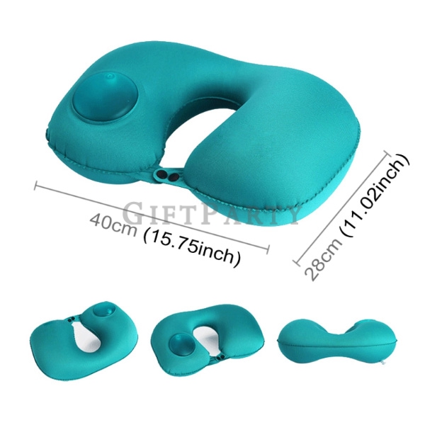 Fast inflatable U-shaped pillow,牛奶絲按壓U型枕, fast inflatable portable travel neck pillow,旅行禮品,客製U型枕