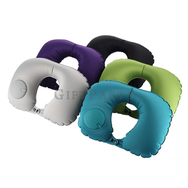 Fast inflatable U-shaped pillow,牛奶絲按壓U型枕, fast inflatable portable travel neck pillow,旅行禮品,客製U型枕