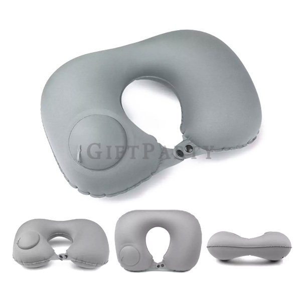 Fast inflatable U-shaped pillow,牛奶絲按壓U型枕, fast inflatable portable travel neck pillow,旅行禮品,客製U型枕