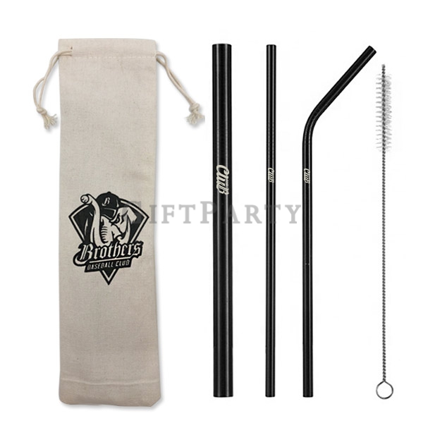 Stainless steel straw,企業贈品,企業禮品,不鏽鋼吸管組鍍黑4件套, Baseball giveaways, baseball accessories, baseball team