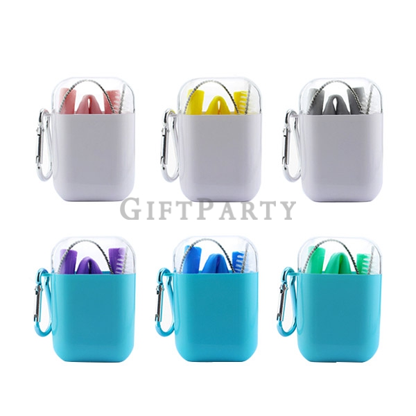 Silicone folding straw plastic box with carabiner,食品級矽膠折疊吸管盒裝附登山扣,Advertising gifts, promotional gif