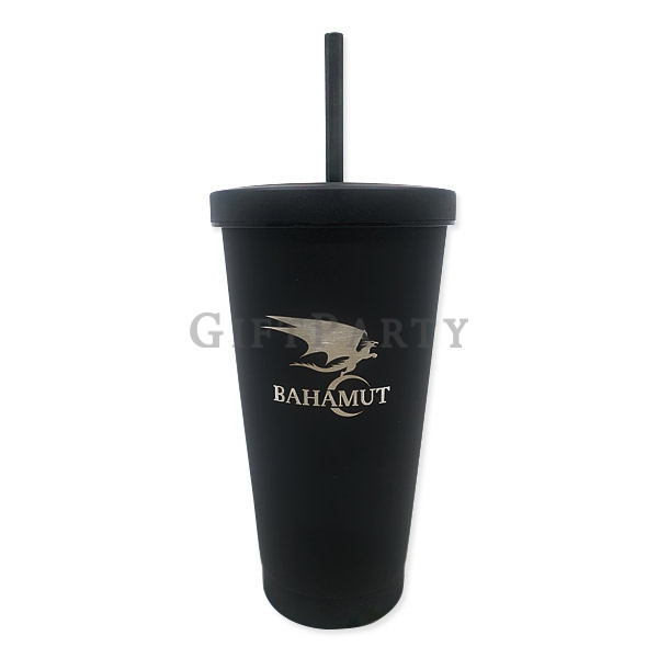 Black stainless steel straw cup 500ml, 304 stainless steel thermos cup, Starbucks thermos cup, black