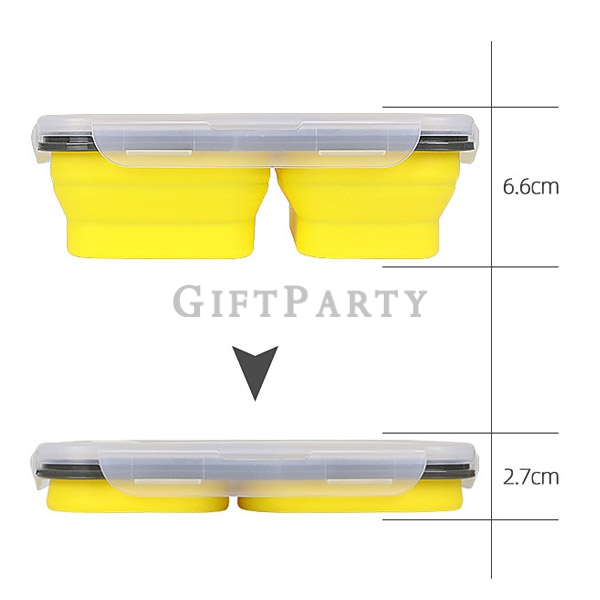 BPA free 3 Compartments Collapsible Silicone Bento Lunch Box with Lids,三格食品級矽膠折疊餐盒(可微波),BPA free 3 C