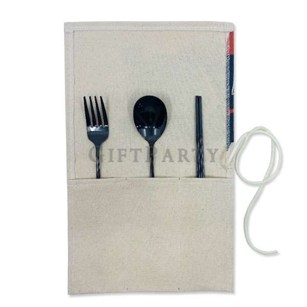 Canvas three grid tableware bag, placemat (full color printing),帆布三格餐具包,餐墊(彩印)