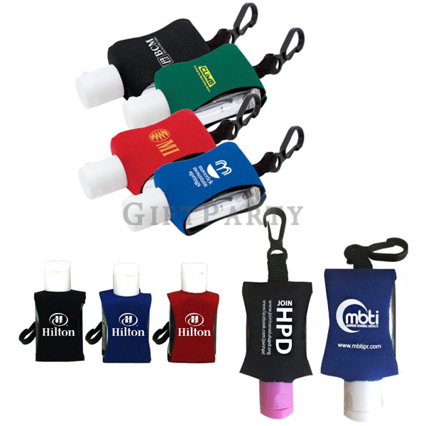 Neoprene holder mini bottle hand sanitizer,乾洗手潔手液凝膠帶潛水布套登山扣,15ml neoprene vest antibacterial hand sa