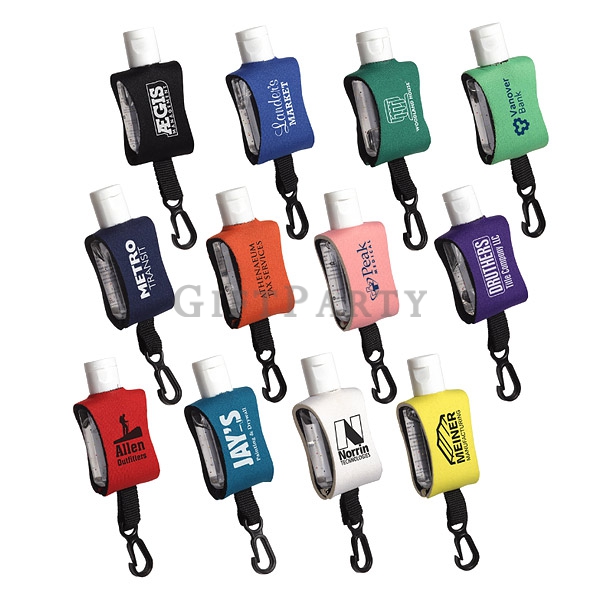 Neoprene holder mini bottle hand sanitizer,乾洗手潔手液凝膠帶潛水布套登山扣,15ml neoprene vest antibacterial hand sa