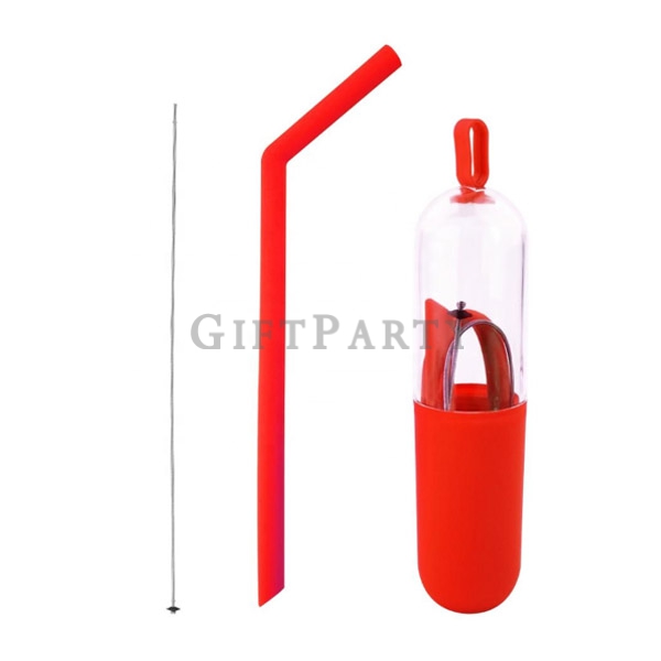 Food grade 25 cm  folded silicone portable straw,矽膠吸管膠囊管附清潔刷,廣告贈品,促銷贈品,客製禮品公司,客製logo贈品,企業贈品,Eco 友善禮品
