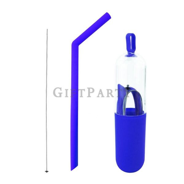 Food grade 25 cm  folded silicone portable straw,矽膠吸管膠囊管附清潔刷,廣告贈品,促銷贈品,客製禮品公司,客製logo贈品,企業贈品,Eco 友善禮品