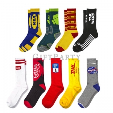 Custom logo cotton sport sock full color printing