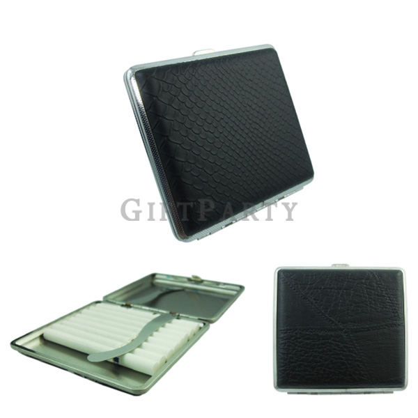 Leather metal cigarette box,皮革面不鏽鋼菸盒,菸盒,皮革菸盒,不鏽鋼菸盒,男仕贈品,