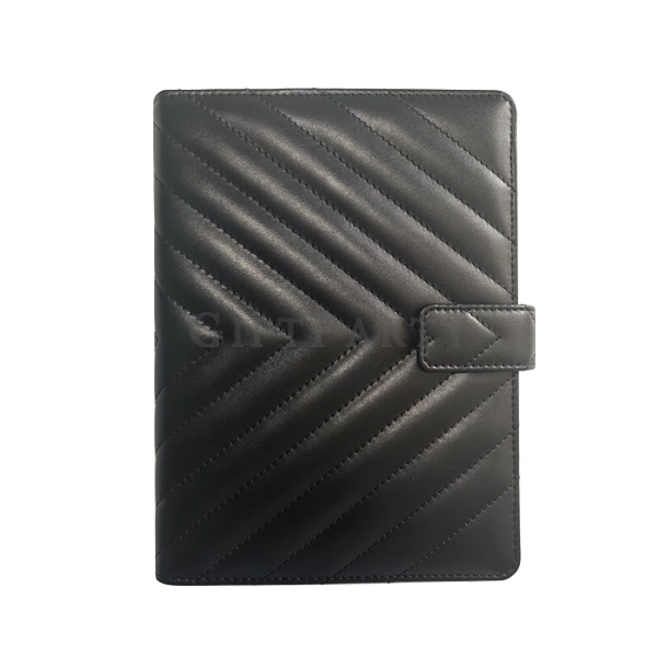 High end leather V shaped stitching notebook,時尚皮革V字縫線資料夾活頁筆記本