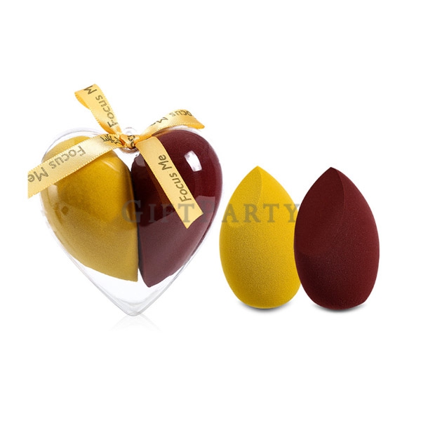 Heart Makeup Sponge Beauty Egg 2pcswith Box,愛心兩切心型美妝蛋乾濕兩用,非乳膠美妝蛋,彩妝贈品,百貨贈品,