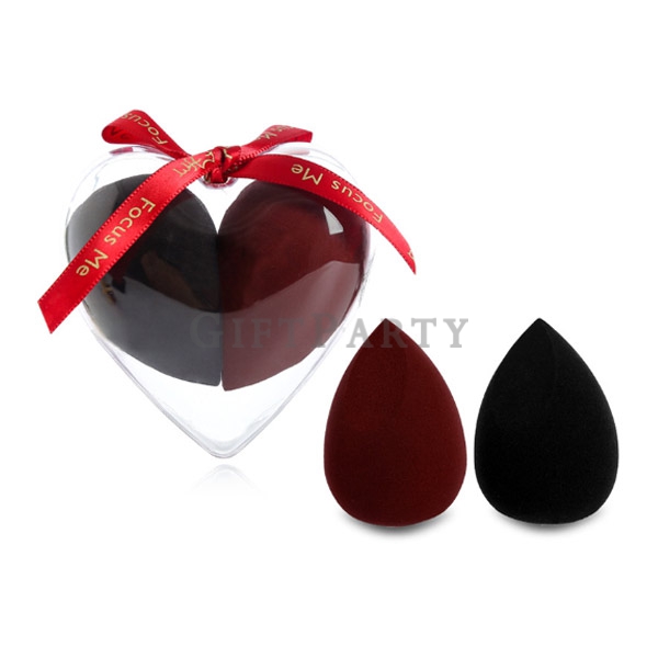 Heart Makeup Sponge Beauty Egg 2pcswith Box,愛心兩切心型美妝蛋乾濕兩用,非乳膠美妝蛋,彩妝贈品,保養品贈品,