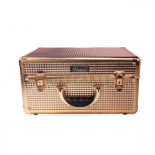 Gold color aluminum makeup beauty with lights vanity case