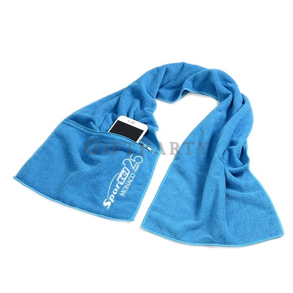 Sport zipper pocket towel, 運動毛巾拉鍊口袋,GYM towel,運動毛巾,健身毛巾,gym贈品,路跑贈品,客製毛巾,客製運動毛巾