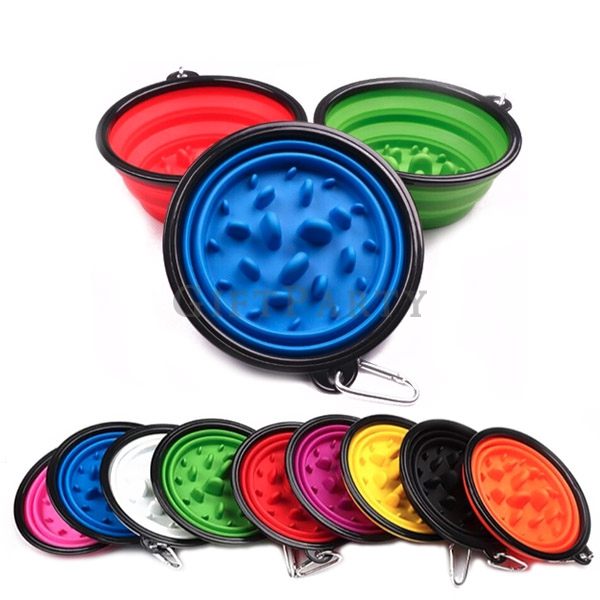 Foldable Slow Feed Dog Bowl, Travel Bowl,硅膠寵物碗慢食折疊碗