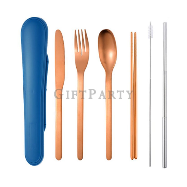 6piece stainless steel cutlery set,,設計款餐具組,環保餐組,不鏽鋼餐具組6件套,玫瑰金環保筷,禮品,設計禮品,股東會贈品,