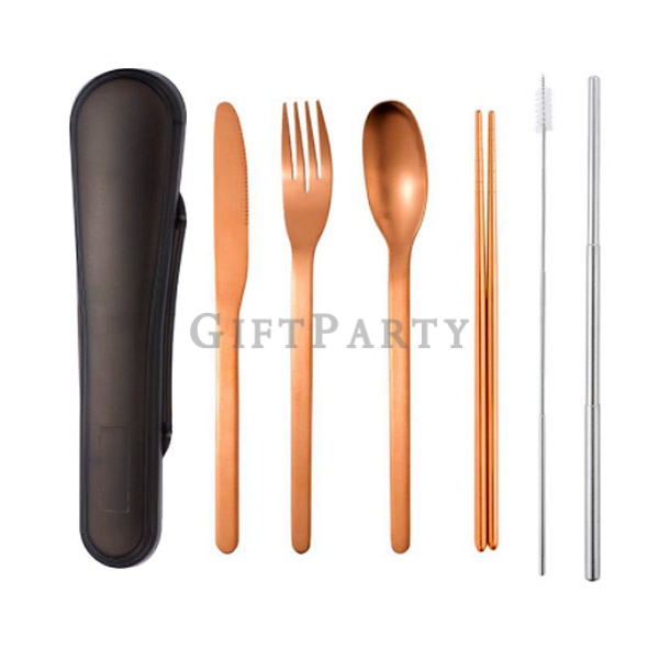 6piece stainless steel cutlery set,,設計款餐具組,環保餐組,不鏽鋼餐具組6件套,玫瑰金環保筷,禮品,設計禮品,股東會贈品,