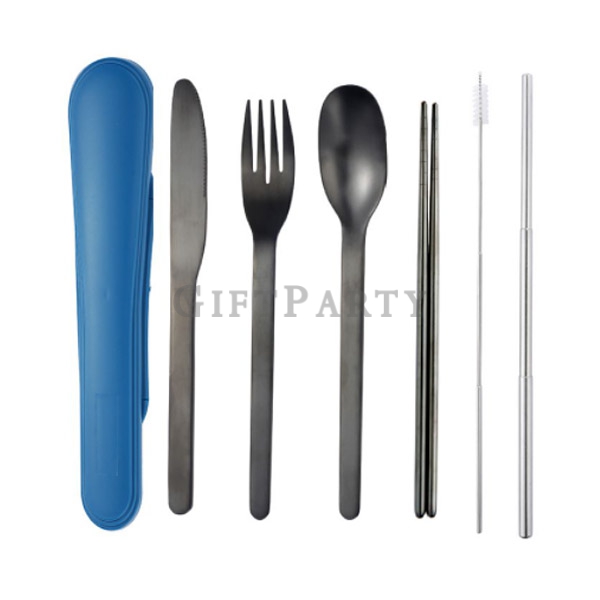 6piece stainless steel cutlery set,,設計款餐具組,環保餐組,不鏽鋼餐具組6件套,黑色環保筷,潮牌禮品,設計禮品,股東會贈品,