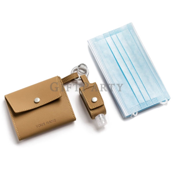 品牌贈品,VIP禮品,時尚贈品,高端防疫小物,皮革口罩收納包30ml分裝瓶0