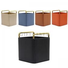 Leather + metal desktop storage ra